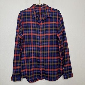 Markus Lupfer Button Shirt Mens SZ 18/45 XL Red Plaid Long Sleeve Casual Winter